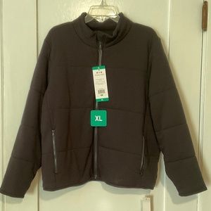 3 Dots Quilted Zip Front  Opening Jacket With Zip Pockets  Black  Size: XL. New